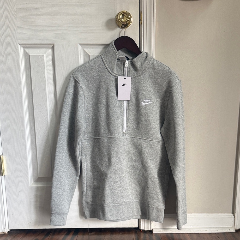 Nike Men's Light Gray Zip-Up Pullover
